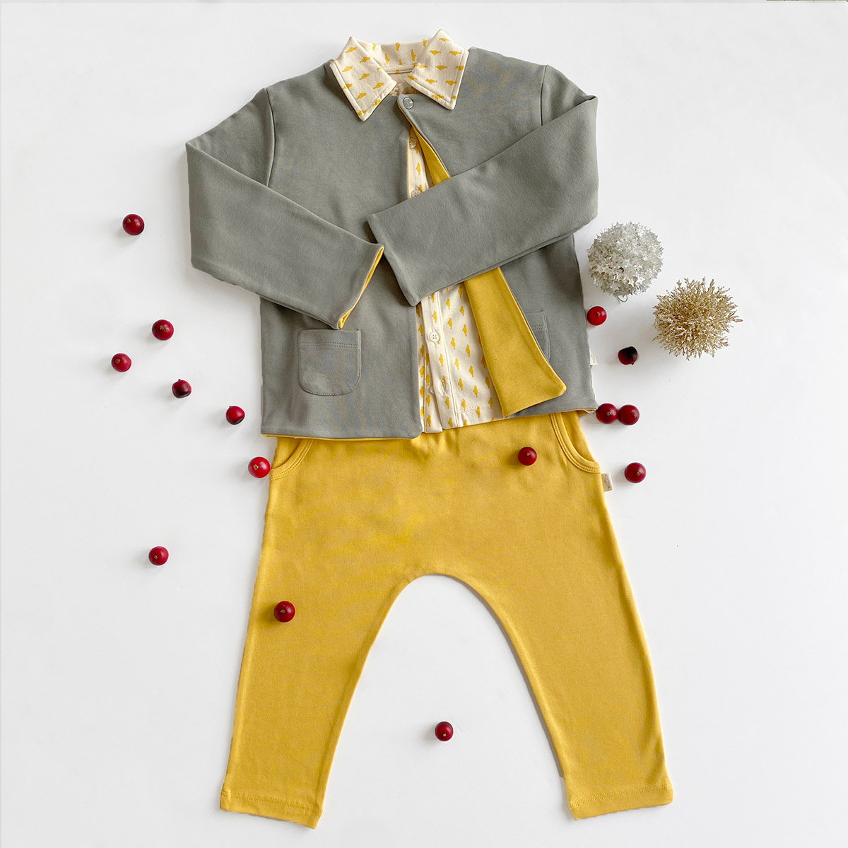 Sarı-Gri Pantolon Ceket Takım
