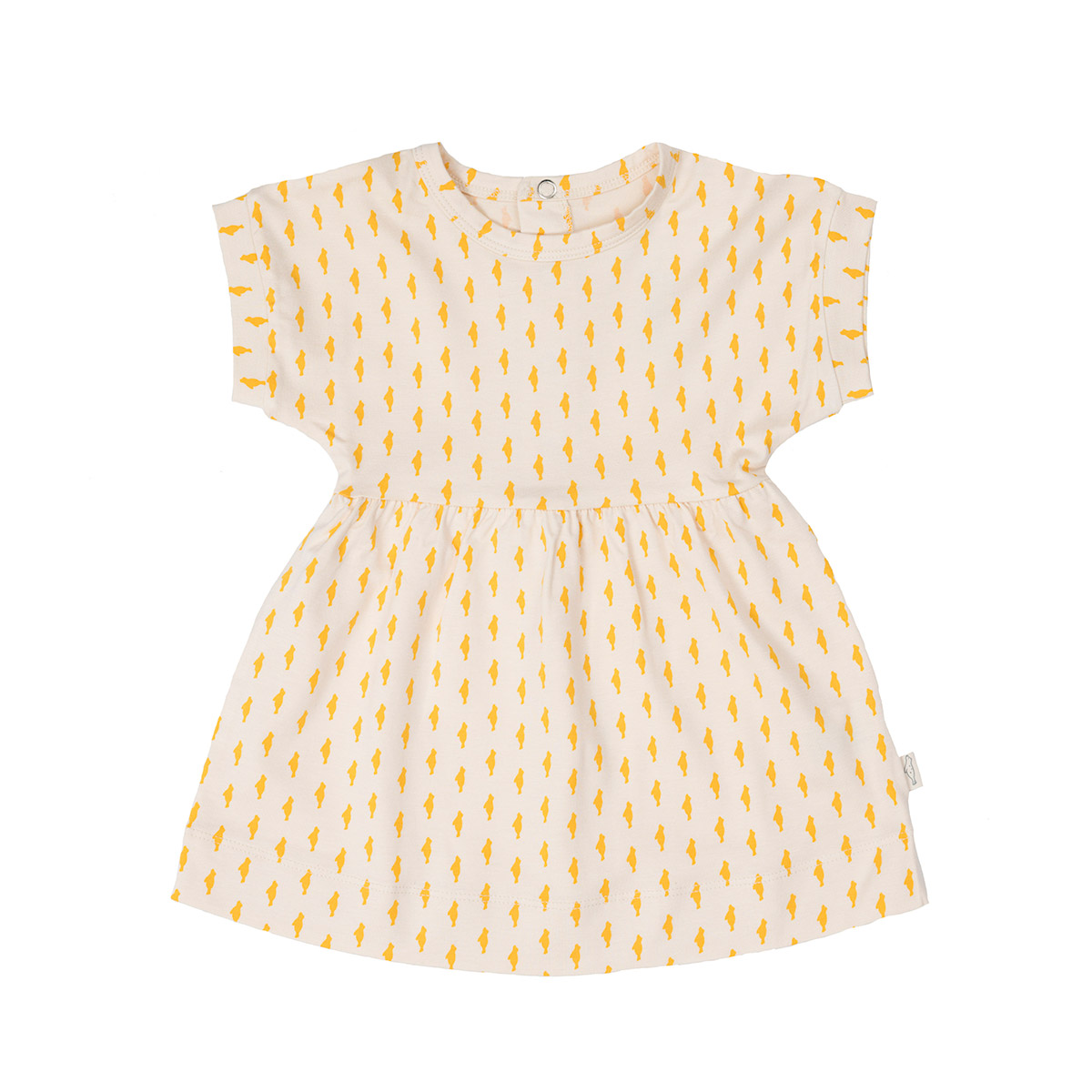 Sarı Fok Baskılı Kısa Kollu Bebek Elbise